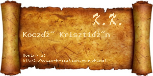 Koczó Krisztián névjegykártya